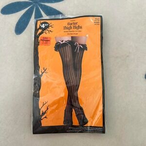 Y2K deadstock sealed garter thigh highs with pink coquette bow